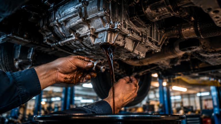 Troca do óleo de câmbio manual em uma transmissão de carro