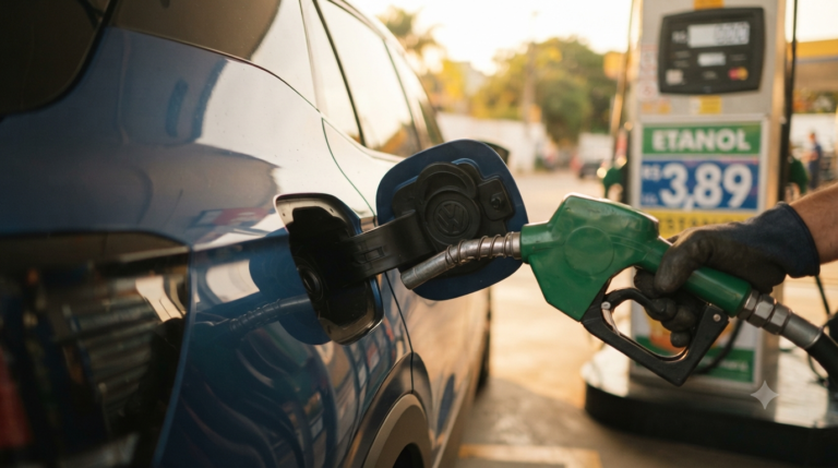 Bico de abastecimento de etanol em carro com motor TSI Volkswagen
